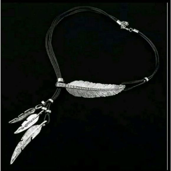 Fashion Bohemian Style Black Rope Chain Feather Pa - Picture 2 of 4